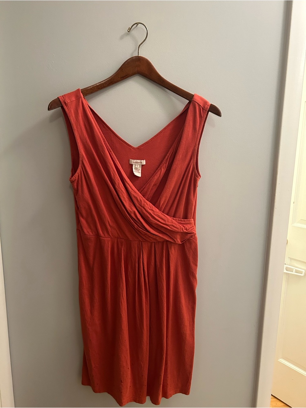 Sundance Rust-Red Sleeveless Wrap-Style Dress